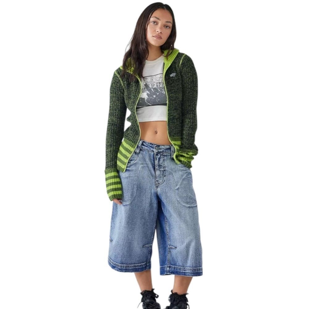 NEW URBAN OUTFITTERS Basic Pleasure Mode Crisis Ribbed Knit Track Jacket M